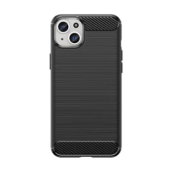 Dėklas iPhone 15 Plus Carbon Case, lankstus TPU su anglies pluošto raštu, juodas