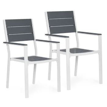 Multigarden Garden Chair Set (2 pcs), Steel/HDPE, Grey/White