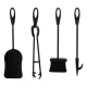 Kaminer 25969 Fireplace Tool Set with Stand, 5 pcs, Black