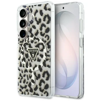 Guess IML Leopard Triangle MagSafe Case for Samsung Galaxy S26, Black