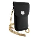 Hello Kitty Leather Metal Logo Chain Smartphone Bag, Black