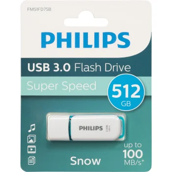 Philips Snow Edition 512GB USB 3.0 Flash Drive, White/Green