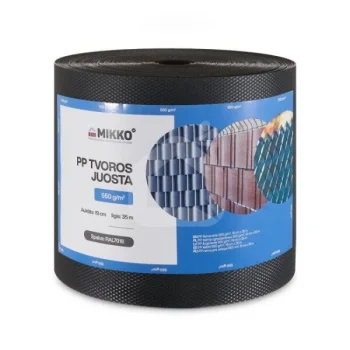 Fence strip MIKKO, 190 mm x 35 m, 550 g/m², grey (RAL 7016)