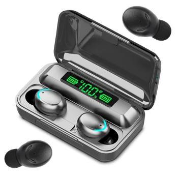Wireless Earphones F9-5 TWS Bluetooth 5.0 with Power Bank Case, Black