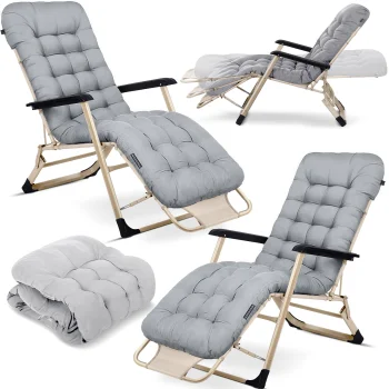 Sofotel Chillwell Folding Garden Lounger with Cushion, Set of 2, Light Grey