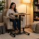 ModernHome Mobile Adjustable Height Desk 70x48 cm, Sit Stand Rolling Laptop Table