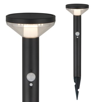Maclean MCE465 B Solar LED Lamp with Sensor, 3 Modes, IP44, Black