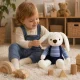 Plush Bunny Toy in Blue Shorts 36 cm