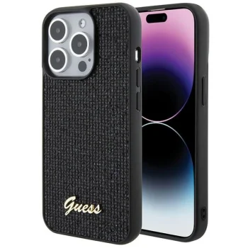 Guess iPhone 15 Pro Case Disco Script Metal, Black
