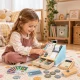 ECOTOYS wooden toy cash register with scanner and payment terminal