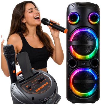 Bezvadu Bluetooth skaļrunis 06403 ar mikrofonu, LED, FM, USB, melns