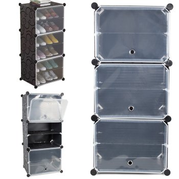 Modular Shoe Rack Storage Cabinet with 6 Shelves, Black