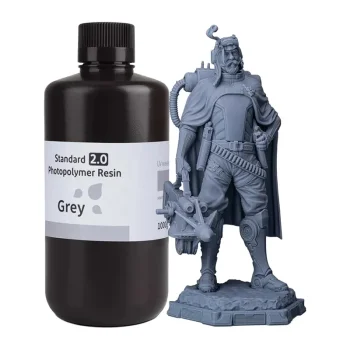 ELEGOO Standard 2.0 Photopolymer Resin for LCD 3D Printers, 1 kg, Gray