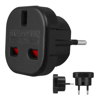 Maclean MCE72 UK to EU Power Adapter, Black