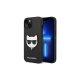 Apple iPhone 14 Pro Max 6.7\" Karl Lagerfeld Saffiano Choupette Head Patch Case Cover (KLHCP14XSAPCHK), Black