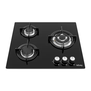 Iseasy MGBG-603S2R 3-Burner Built-In Gas Cooktop, Black