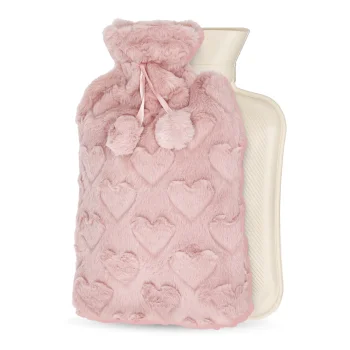 4FIZJO Rubber Hot Water Bottle in Plush Cover 2L, Pink
