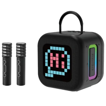 Blavec WS-09 Karaoke Fun Portable Bluetooth Speaker 10W with 2 Microphones and Display, Black