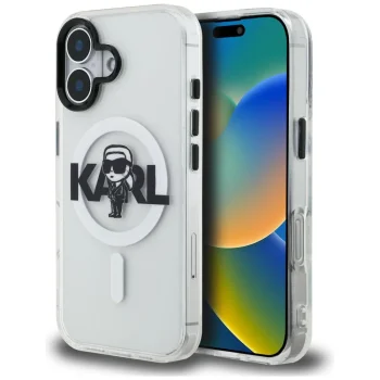 Karl Lagerfeld IML Karl Sketch Logo MagSafe dėklas iPhone 16, skaidrus