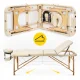 4FIZJO Wooden Massage Table with Adjustable Section 60 cm, Beige