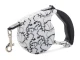Retractable Dog Leash with Lock, 5m, up to 15kg, White with Lilies
