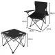 Trizand Folding Camping Table and 2 Chairs Set, Black