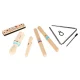 Wooden Musical Instruments Set for Kids: Triangle, Harmonica, Guiro and Rhythm Sticks