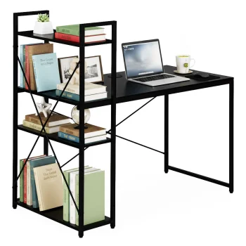 Modernhome Computer Desk with Bookshelf 120x60 cm, Black
