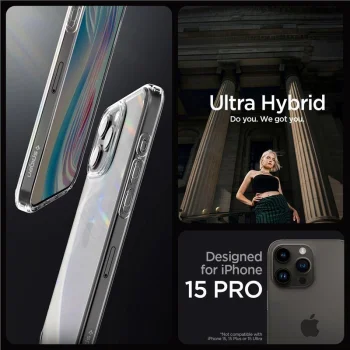 Spigen Crystal Hybrid Case for iPhone 15 Pro, Clear