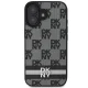 DKNY iPhone 16 Case Checkered Pattern & Printed Stripes, Black