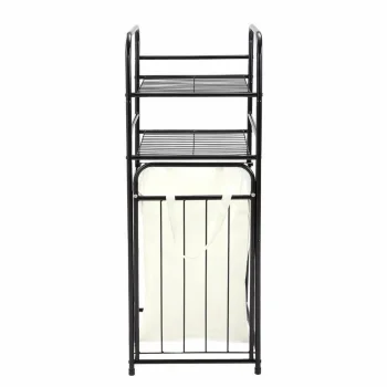 Narrow Laundry Basket with 2 Shelves 54L, Black Frame, Beige