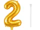 Foil Number 2 Balloon 66cm for Birthday Party Decorations, Gold