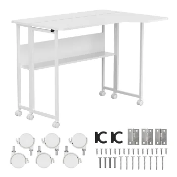 Maclean MC-126 L/W Folding L-Shape Desk, 100x73cm, White