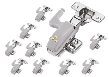 Furniture Hinge LED Sensor Light Cabinet Cupboard Closet Wardrobe Battery-powered Lamp, Set of 10