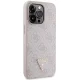 Guess iPhone 13 Pro Max Case Metal Logo Strass Crossbody, Pink