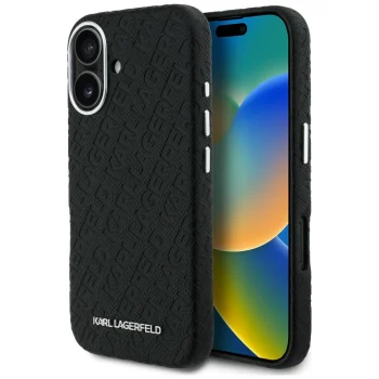 iPhone 16 dėklas Karl Lagerfeld FW Stamped Karl MagSafe, juodas