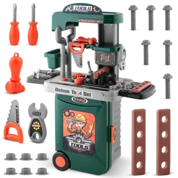 Ricokids 772300 Kids Workbench 3-in-1 Tool Set, Green