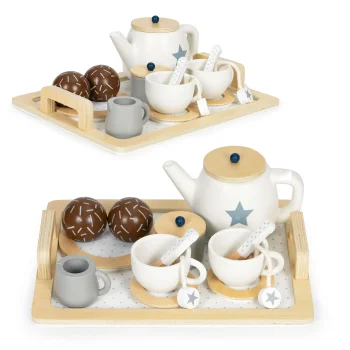 Wooden Tea Set for Kids Ecotoys (17 Pieces)