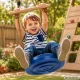 Kids Garden Swing with Round Seat and Wooden Bar, 190 cm, Blue