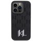 Apple iPhone 15 Pro 6.1\'\' Karl Lagerfeld Leather Monogram Hot Stamp Metal Logo Cover Case, Black