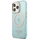 Guess Gold Outline Translucent MagSafe Case for iPhone 13 / 13 Pro - Blue