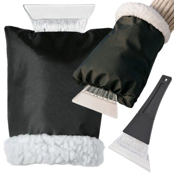 Car Windshield Ice Scraper with Warm Insulated Mitten Glove