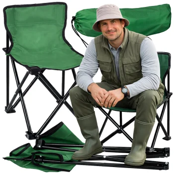 Folding Fishing Chair Portable Camping Seat with Carry Bag, Green