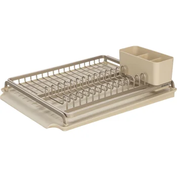 Brabantia SinkSide Compact Dish Drying Rack with Tray, Soft Beige