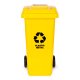 120L Plastic Waste Container with Rubber Wheels, Yellow