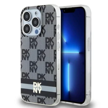 DKNY iPhone 14 Pro Case IML Checkered Mono Pattern MagSafe, Black