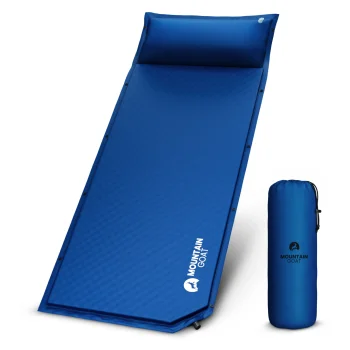 Mountain Goat Self-Inflating Camping Mat with Pillow, Navy Blue