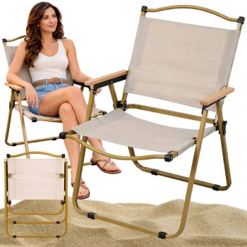 Folding Camping Chair for Patio and Balcony Sturdy, Beige