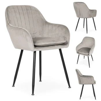 Modern Velvet Upholstered Dining Chair ModernHome, Light Grey