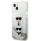 Apple iPhone 13 mini 5.4\" Karl Lagerfeld Liquid Glitter Karl&Choupette Head Case Cover (KLHCP13SKICGLS), Silver